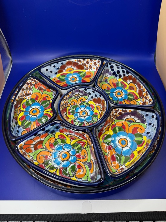 Talavera Other - 7pc Talavera Mexican Pottery Ceramic Large Appetizer Tray
